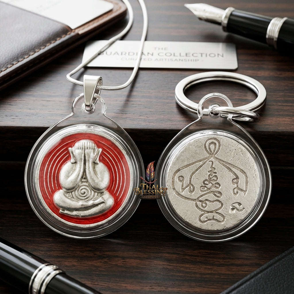 ✨ 🛡️ First-Edition Silver-Plated and Color-Enamelled Bronze Met Kadum Pidta Sacred Amulet – Ultimate Guardian for Extreme Wealth Attraction, Impenetrable Protection, and Business Luck 🛡️ ✨ Thai Blessing Co By RURUECHA