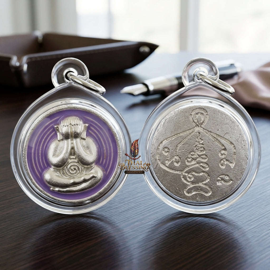 ✨ 🛡️ First-Edition Silver-Plated and Color-Enamelled Bronze Met Kadum Pidta Sacred Amulet – Ultimate Guardian for Extreme Wealth Attraction, Impenetrable Protection, and Business Luck 🛡️ ✨ Thai Blessing Co By RURUECHA