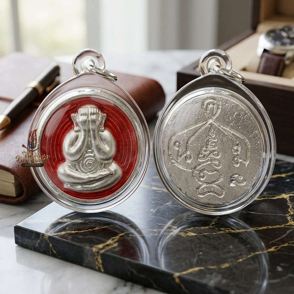 ✨ 🛡️ First-Edition Silver-Plated and Color-Enamelled Bronze Met Kadum Pidta Sacred Amulet – Ultimate Guardian for Extreme Wealth Attraction, Impenetrable Protection, and Business Luck 🛡️ ✨ Thai Blessing Co By RURUECHA