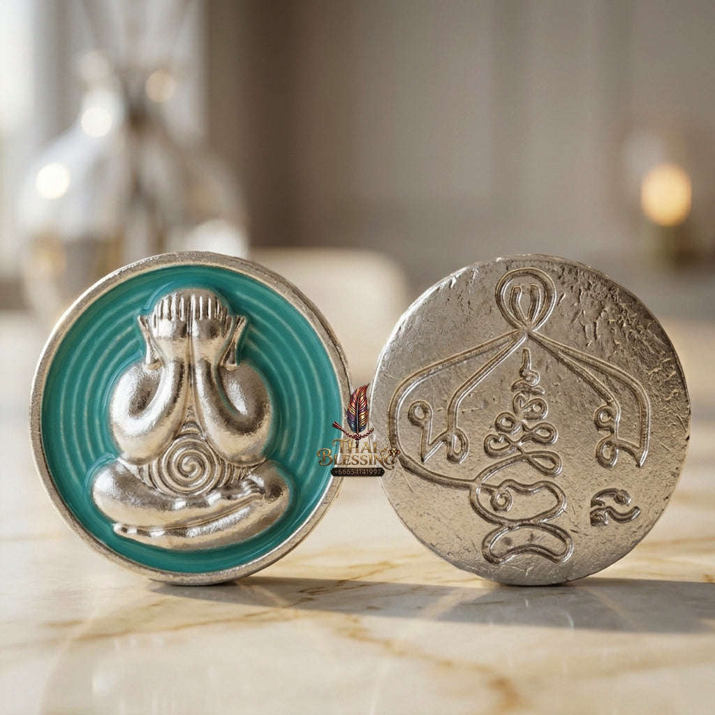 ✨ 🛡️ First-Edition Silver-Plated and Color-Enamelled Bronze Met Kadum Pidta Sacred Amulet – Ultimate Guardian for Extreme Wealth Attraction, Impenetrable Protection, and Business Luck 🛡️ ✨ Thai Blessing Co By RURUECHA