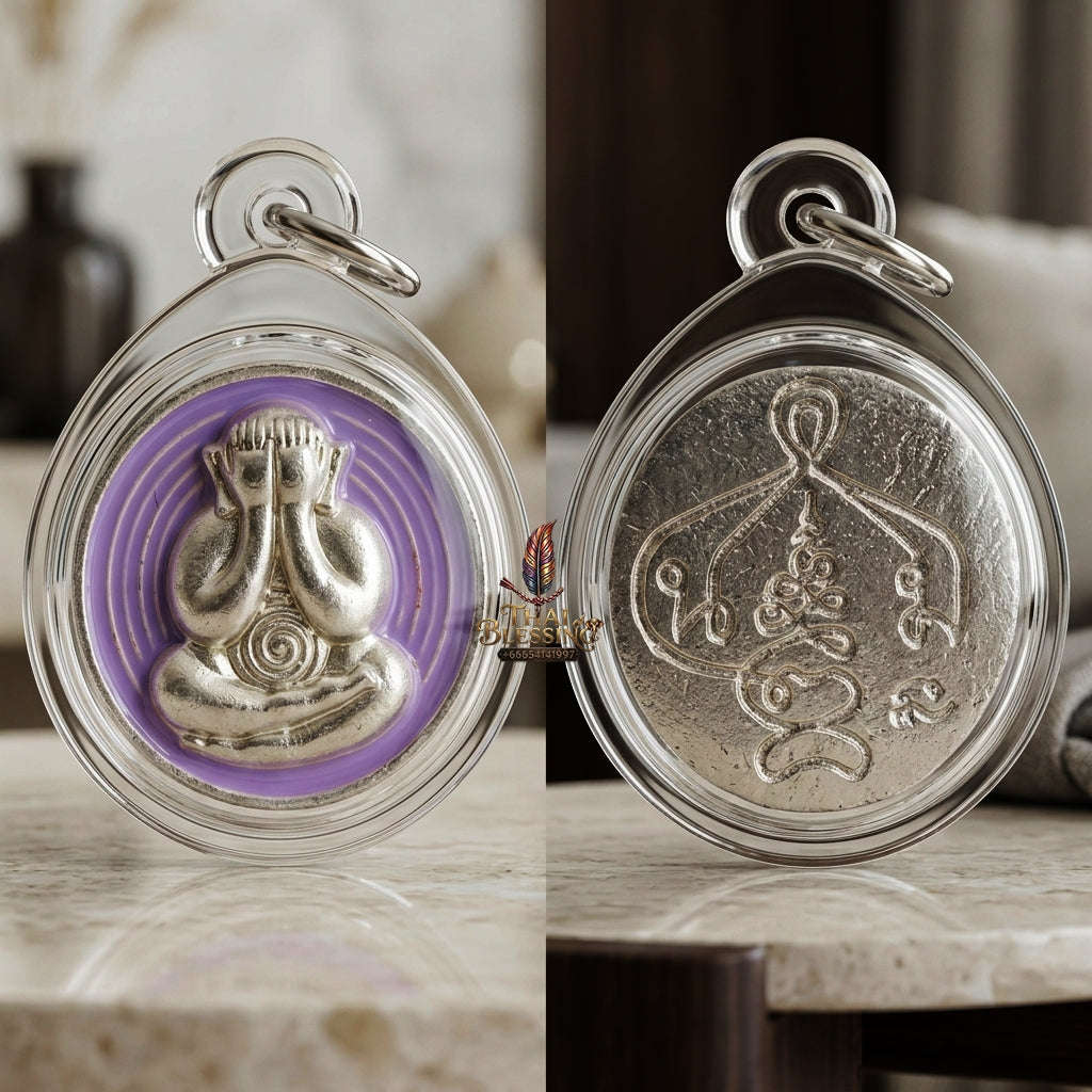 ✨ 🛡️ First-Edition Silver-Plated and Color-Enamelled Bronze Met Kadum Pidta Sacred Amulet – Ultimate Guardian for Extreme Wealth Attraction, Impenetrable Protection, and Business Luck 🛡️ ✨ Thai Blessing Co By RURUECHA