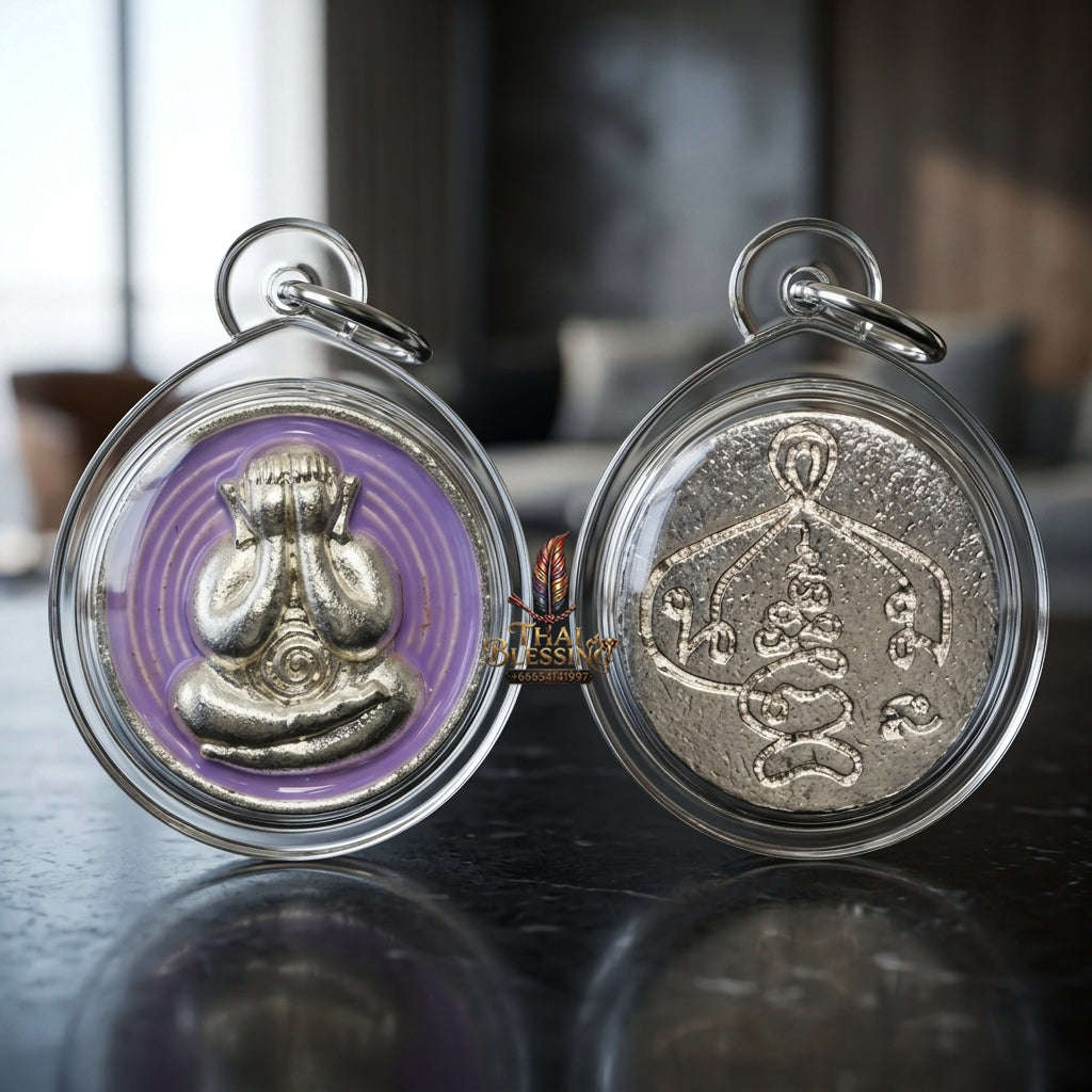 ✨ 🛡️ First-Edition Silver-Plated and Color-Enamelled Bronze Met Kadum Pidta Sacred Amulet – Ultimate Guardian for Extreme Wealth Attraction, Impenetrable Protection, and Business Luck 🛡️ ✨ Thai Blessing Co By RURUECHA
