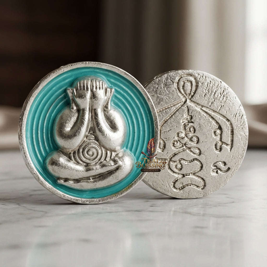 ✨ 🛡️ First-Edition Silver-Plated and Color-Enamelled Bronze Met Kadum Pidta Sacred Amulet – Ultimate Guardian for Extreme Wealth Attraction, Impenetrable Protection, and Business Luck 🛡️ ✨ Thai Blessing Co By RURUECHA