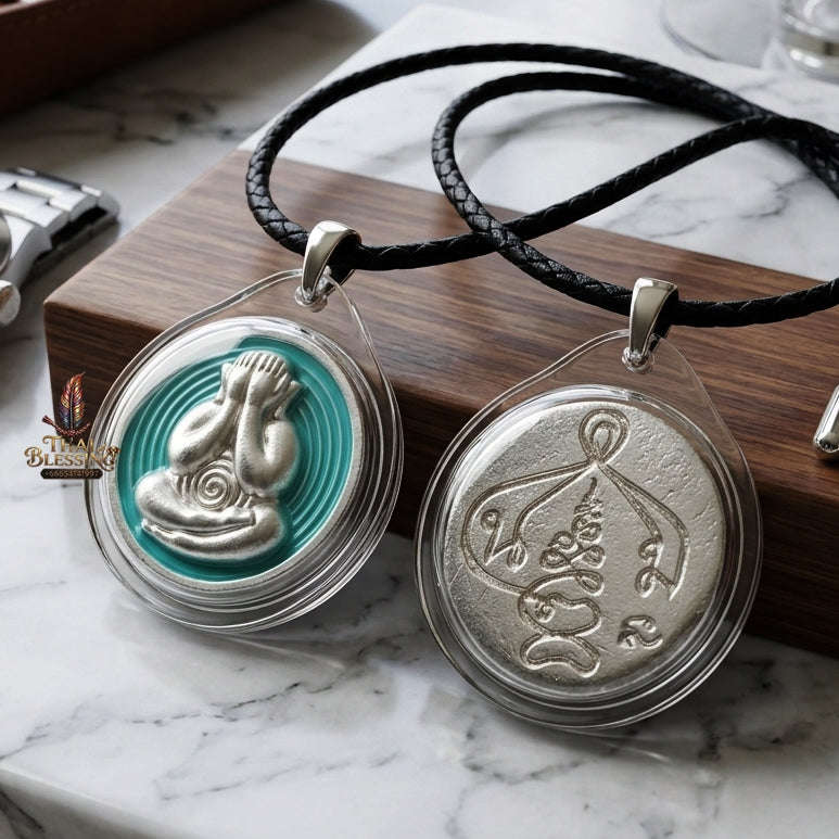 ✨ 🛡️ First-Edition Silver-Plated and Color-Enamelled Bronze Met Kadum Pidta Sacred Amulet – Ultimate Guardian for Extreme Wealth Attraction, Impenetrable Protection, and Business Luck 🛡️ ✨ Thai Blessing Co By RURUECHA