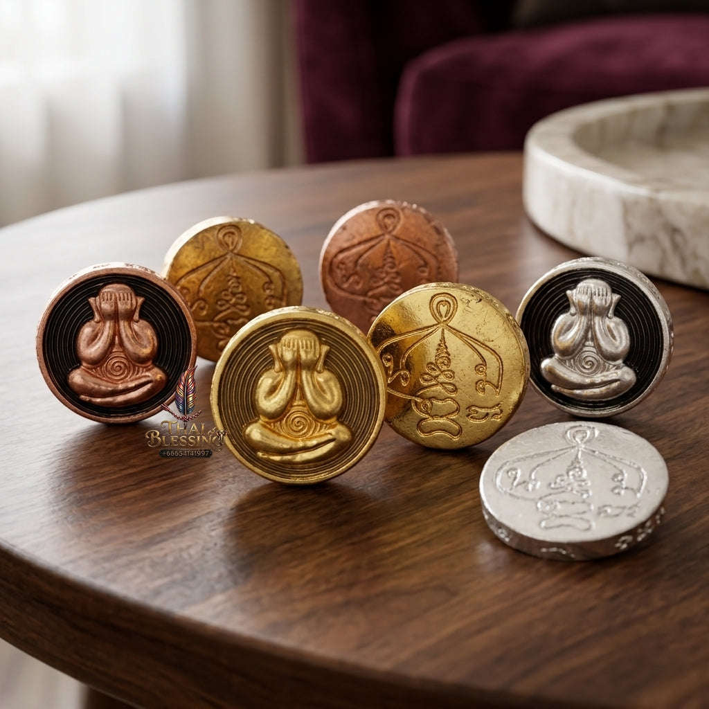 ✨ 🛡️ First-Edition Triple-Set Two-Tone 2K Plated Met Kadum Pidta Sacred Amulets – Ultimate Guardian Trio for Extreme Wealth Attraction, Impenetrable Protection, and Business Luck 🛡️ ✨ Thai Blessing Co By RURUECHA