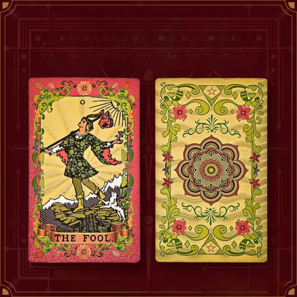 Flower Language Gold Foil Rider Tarot Deck – 78 Cards | 12 x 7 cm | PET Plastic, Waterproof, Scratch-Resistant