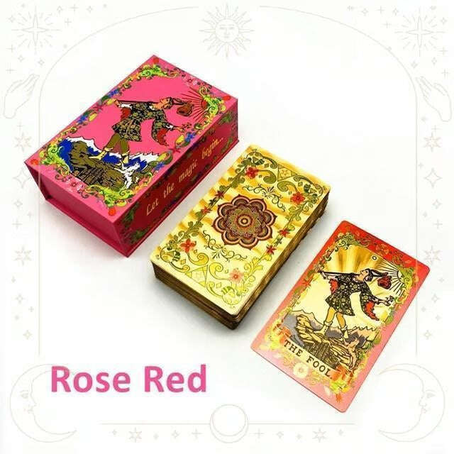 Flower Language Gold Foil Rider Tarot Deck – 78 Durable, Waterproof PET Plastic Cards, 12 x 7 cm