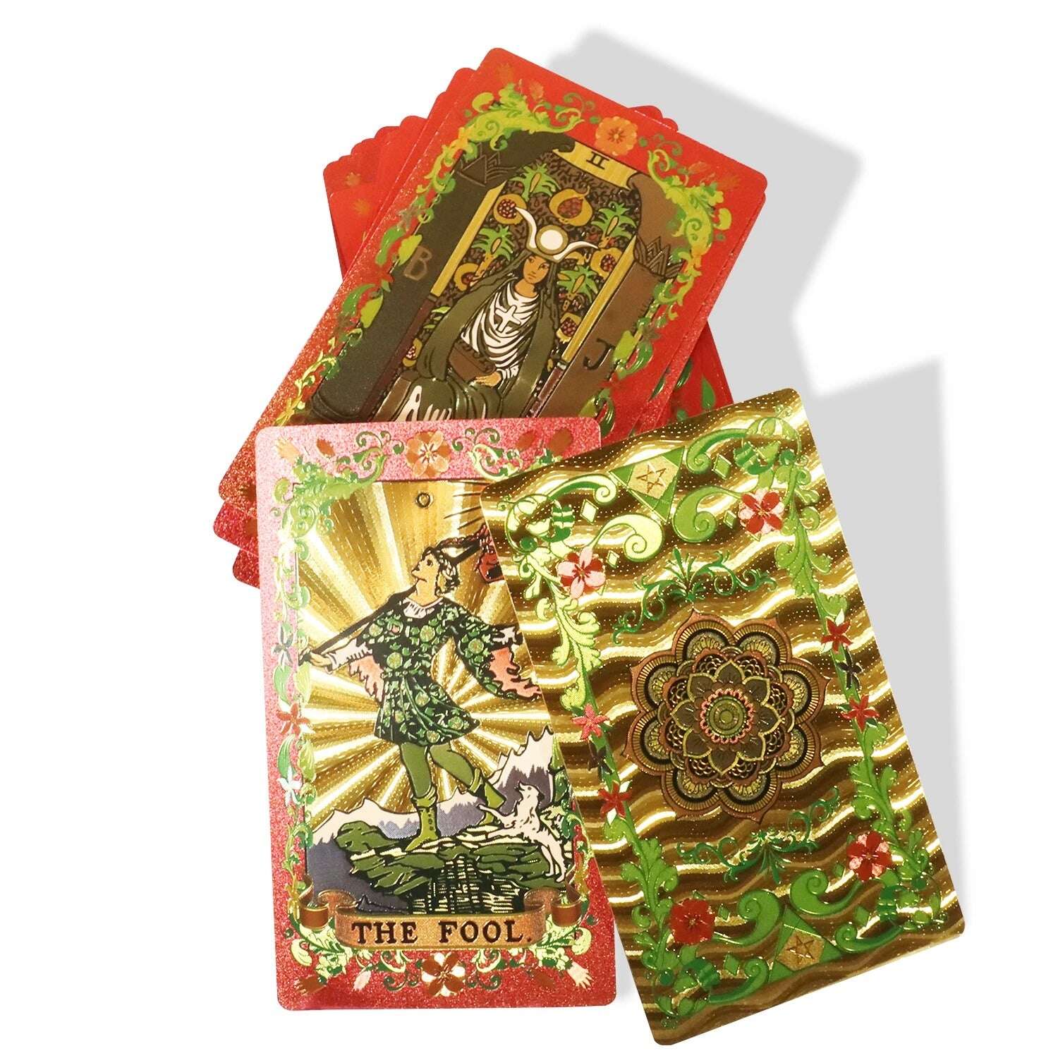 Flower Language Gold Foil Rider Tarot Deck – 78 Durable, Waterproof PET Plastic Cards, 12 x 7 cm