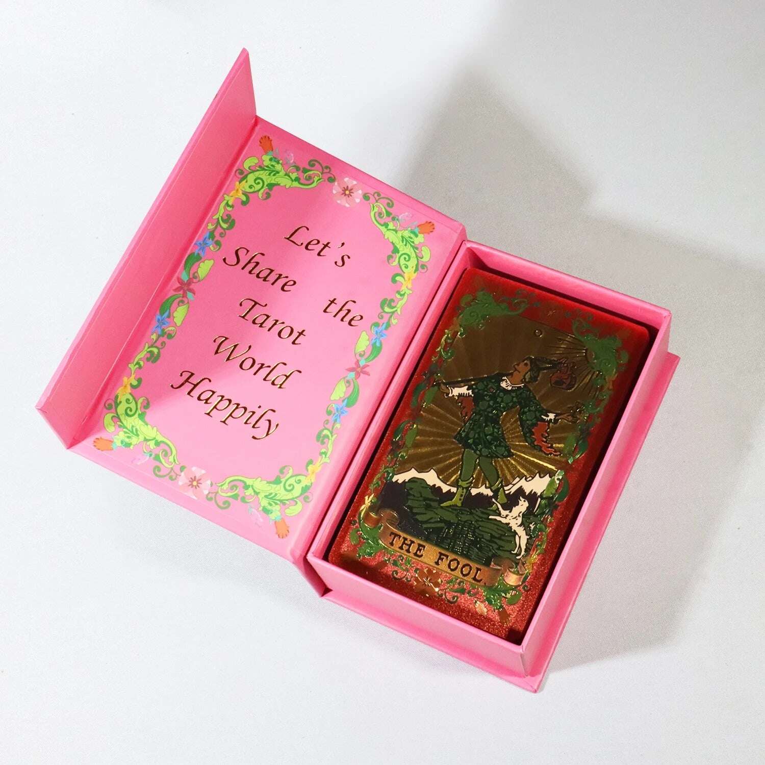 Flower Language Gold Foil Rider Tarot Deck – 78 Durable, Waterproof PET Plastic Cards, 12 x 7 cm