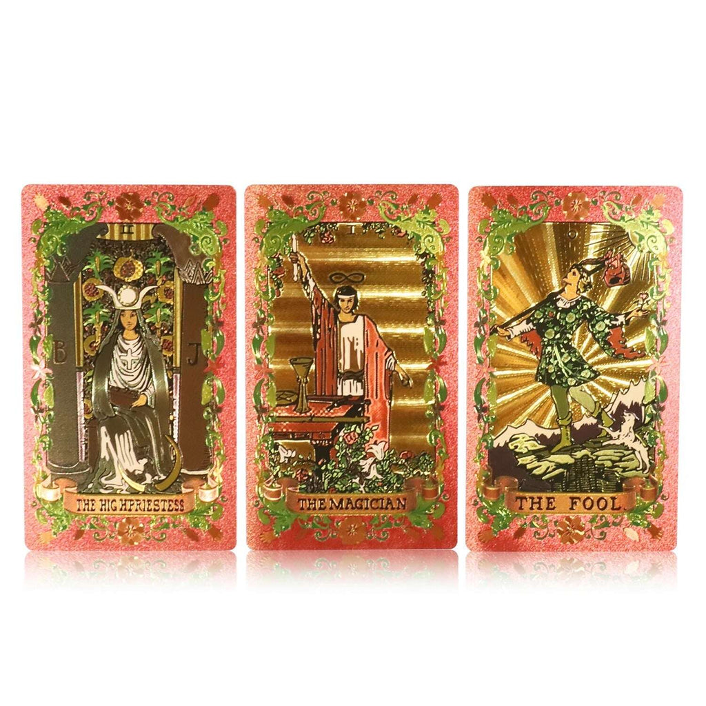 Flower Language Gold Foil Rider Tarot Deck – 78 Durable, Waterproof PET Plastic Cards, 12 x 7 cm