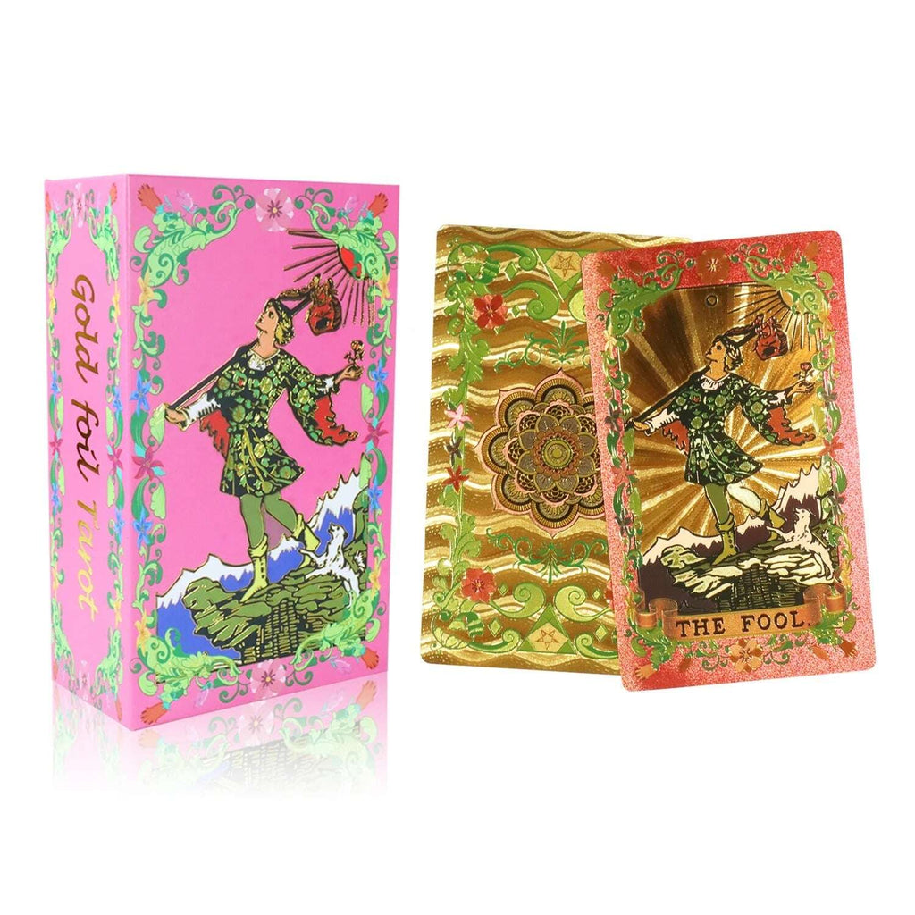 Flower Language Gold Foil Rider Tarot Deck – 78 Durable, Waterproof PET Plastic Cards, 12 x 7 cm