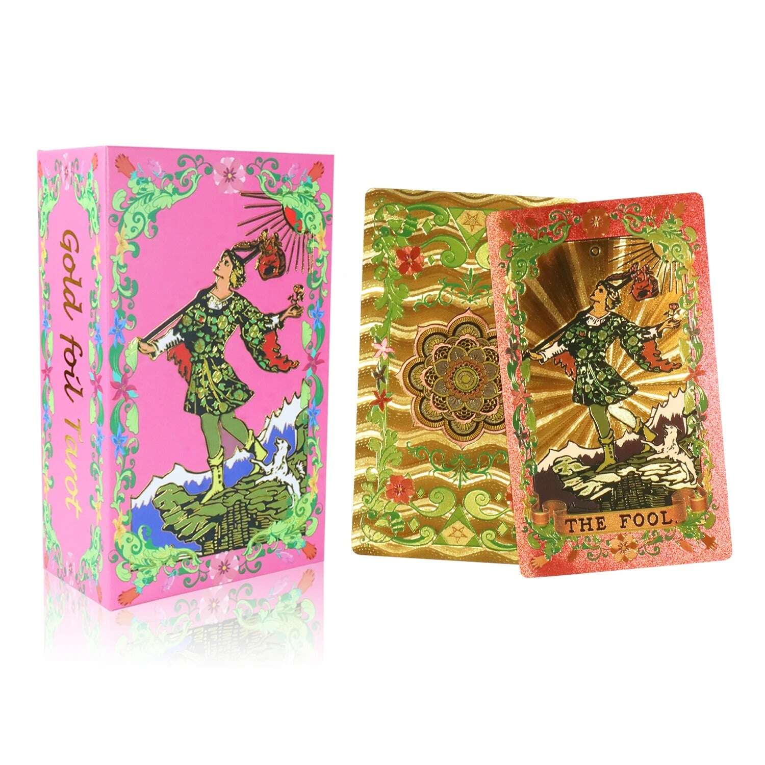 Flower Language Gold Foil Rider Tarot Deck – 78 Durable, Waterproof PET Plastic Cards, 12 x 7 cm