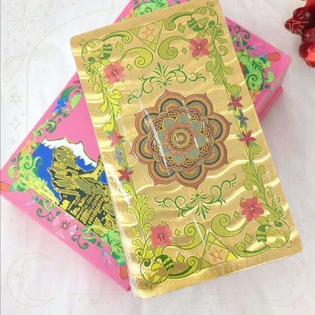 Flower Language Gold Foil Rider Tarot Deck – 78 Durable, Waterproof PET Plastic Cards, 12 x 7 cm