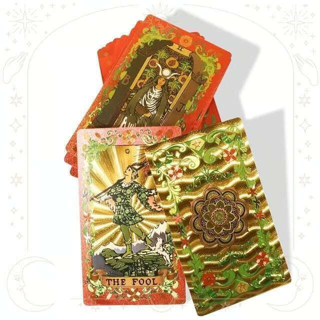 Flower Language Gold Foil Rider Tarot Deck – 78 Durable, Waterproof PET Plastic Cards, 12 x 7 cm