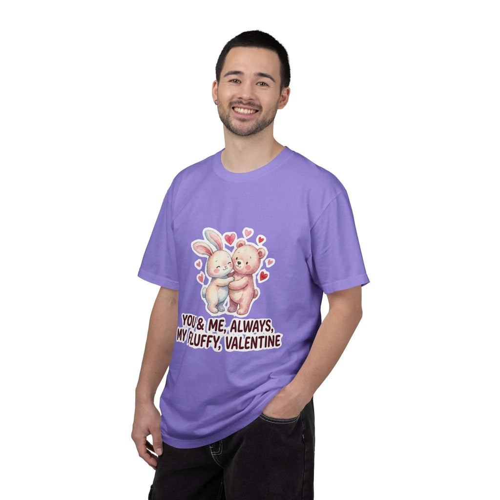 Fluffy Valentine Bunny and Bear T Shirt Cute Retro Valentine Gift Cozy Soft Cotton Vintage Aesthetic Top Romantic Couple Gift Idea