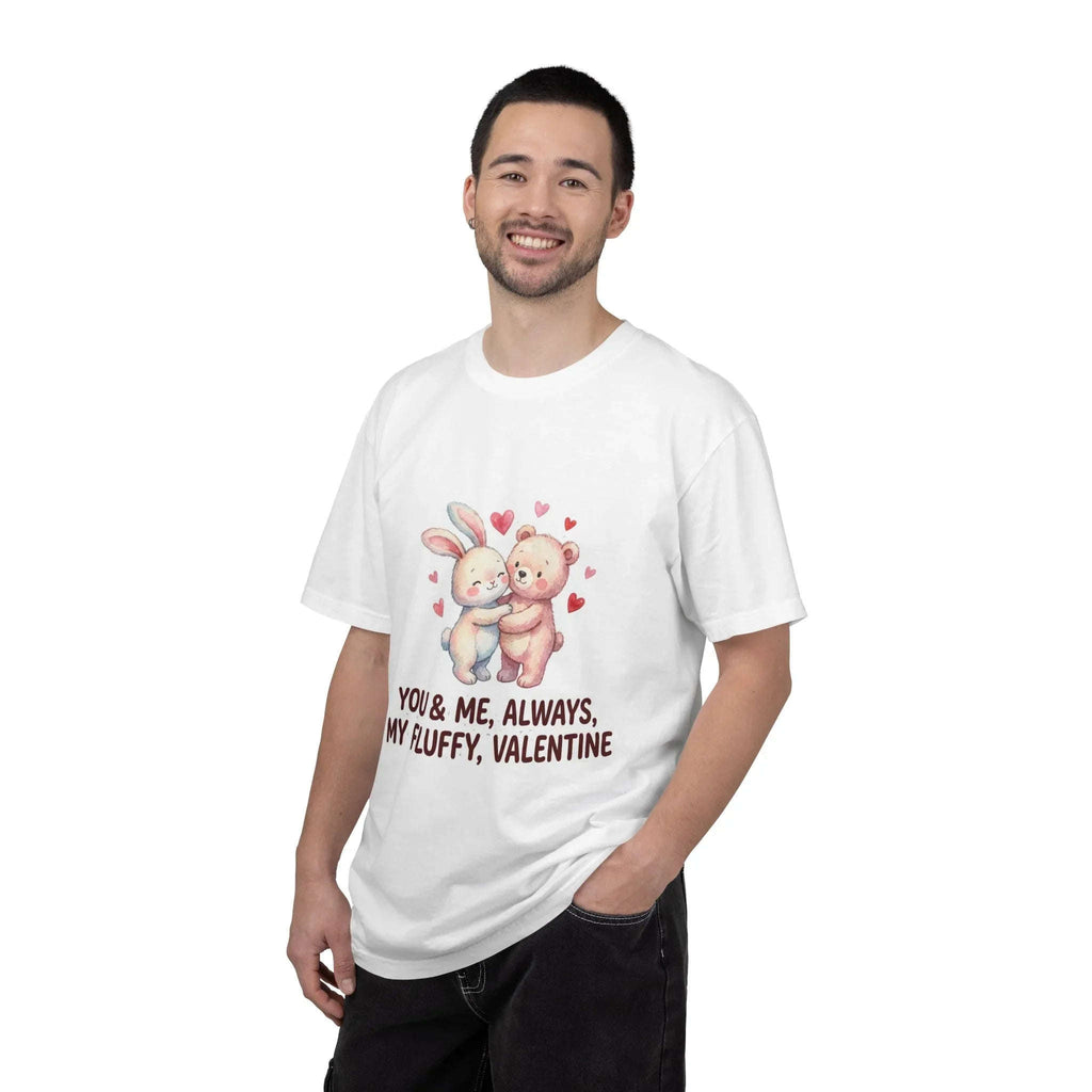 Fluffy Valentine Bunny and Bear T Shirt Cute Retro Valentine Gift Cozy Soft Cotton Vintage Aesthetic Top Romantic Couple Gift Idea