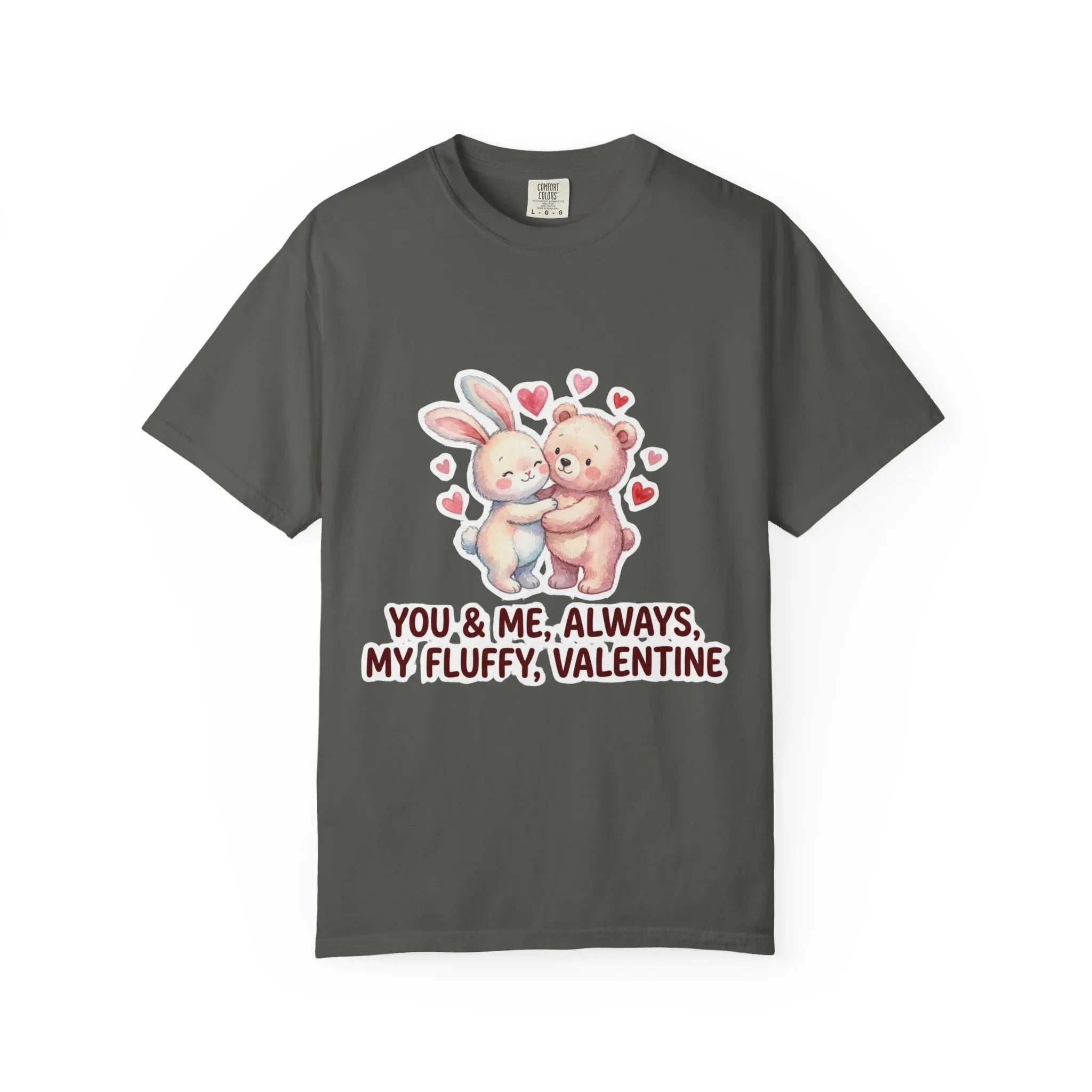 Fluffy Valentine Bunny and Bear T Shirt Cute Retro Valentine Gift Cozy Soft Cotton Vintage Aesthetic Top Romantic Couple Gift Idea Pepper