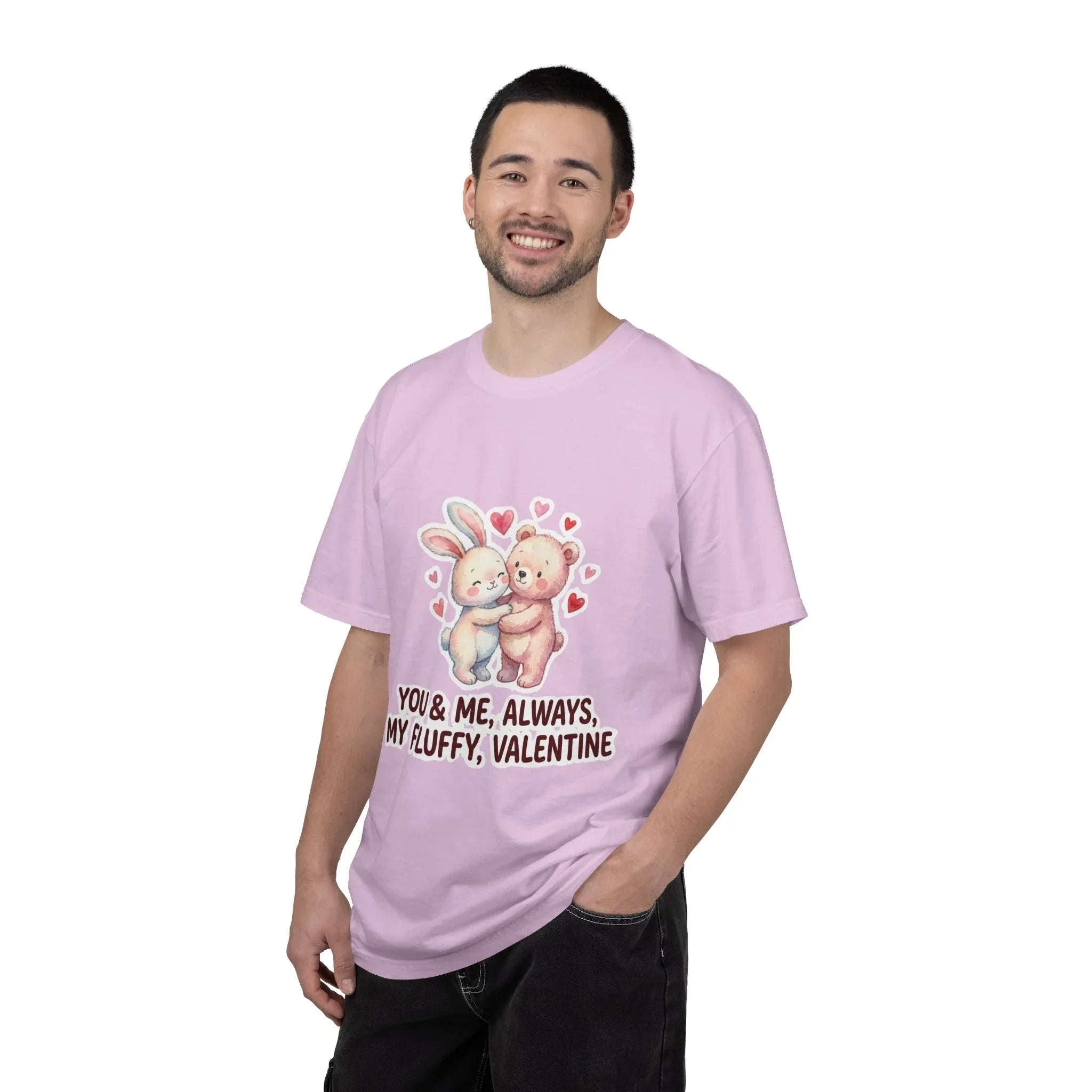 Fluffy Valentine Bunny and Bear T Shirt Cute Retro Valentine Gift Cozy Soft Cotton Vintage Aesthetic Top Romantic Couple Gift Idea
