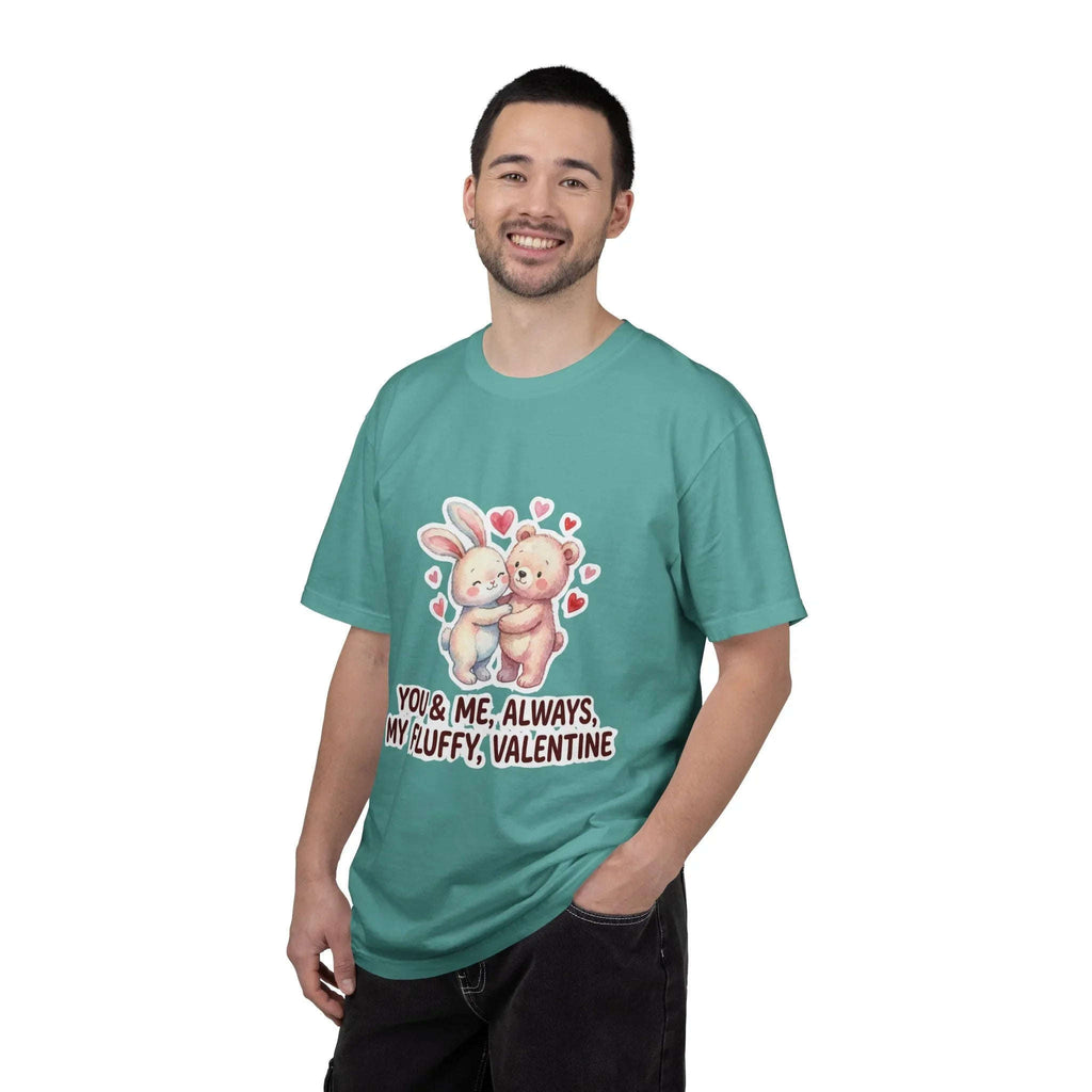 Fluffy Valentine Bunny and Bear T Shirt Cute Retro Valentine Gift Cozy Soft Cotton Vintage Aesthetic Top Romantic Couple Gift Idea