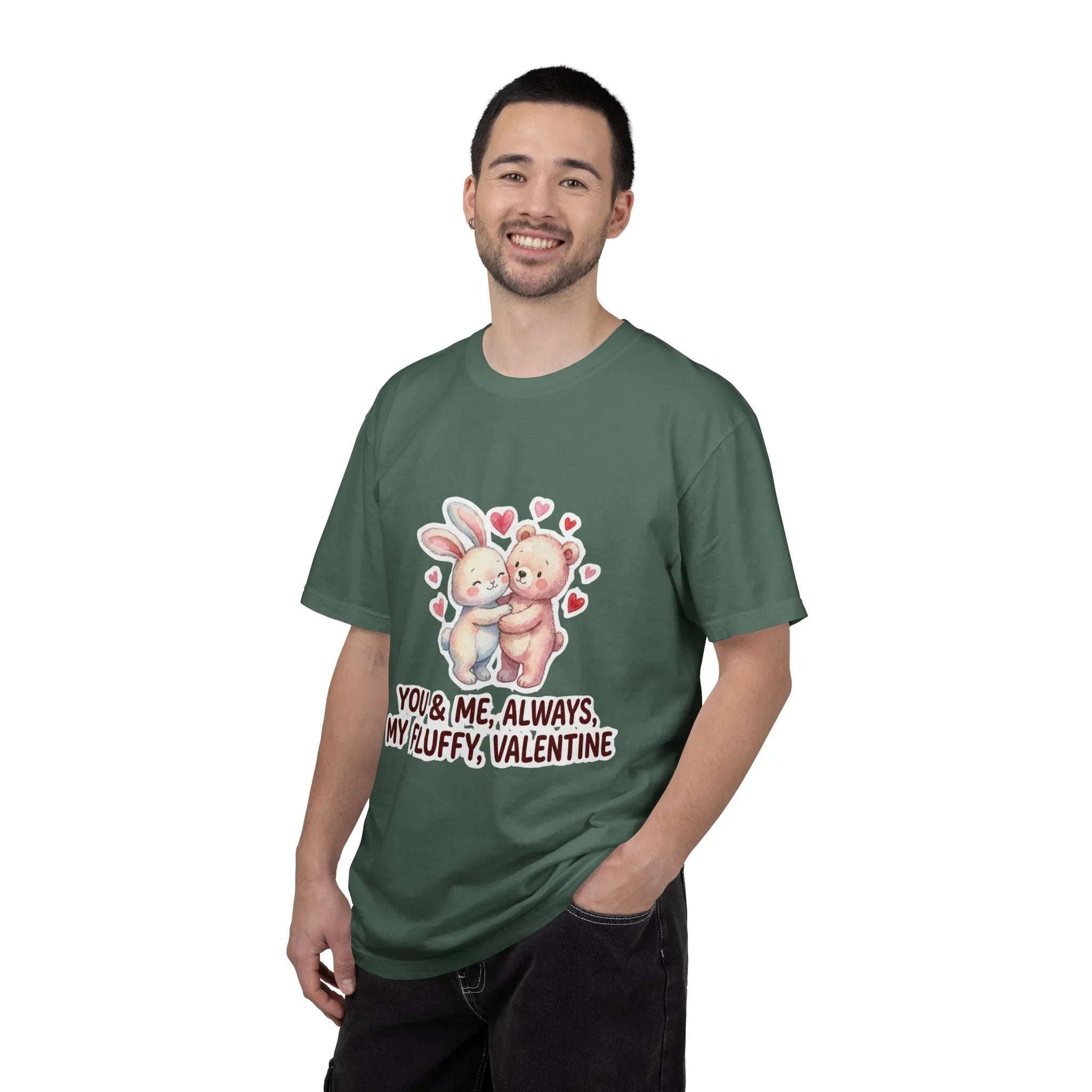 Fluffy Valentine Bunny and Bear T Shirt Cute Retro Valentine Gift Cozy Soft Cotton Vintage Aesthetic Top Romantic Couple Gift Idea