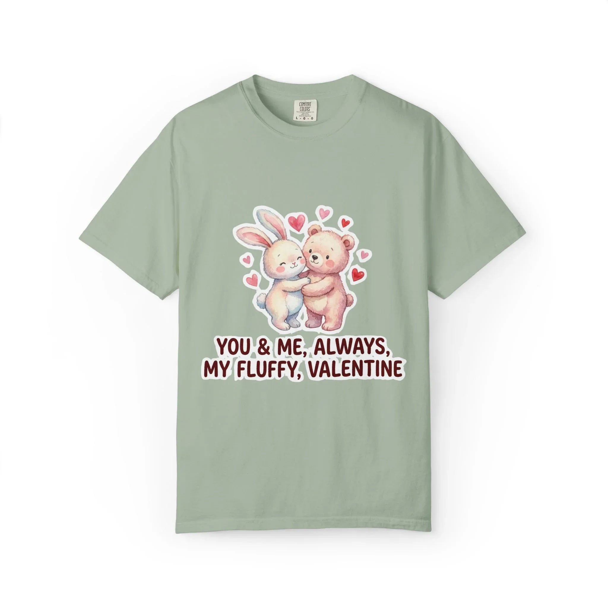 Fluffy Valentine Bunny and Bear T Shirt Cute Retro Valentine Gift Cozy Soft Cotton Vintage Aesthetic Top Romantic Couple Gift Idea Bay