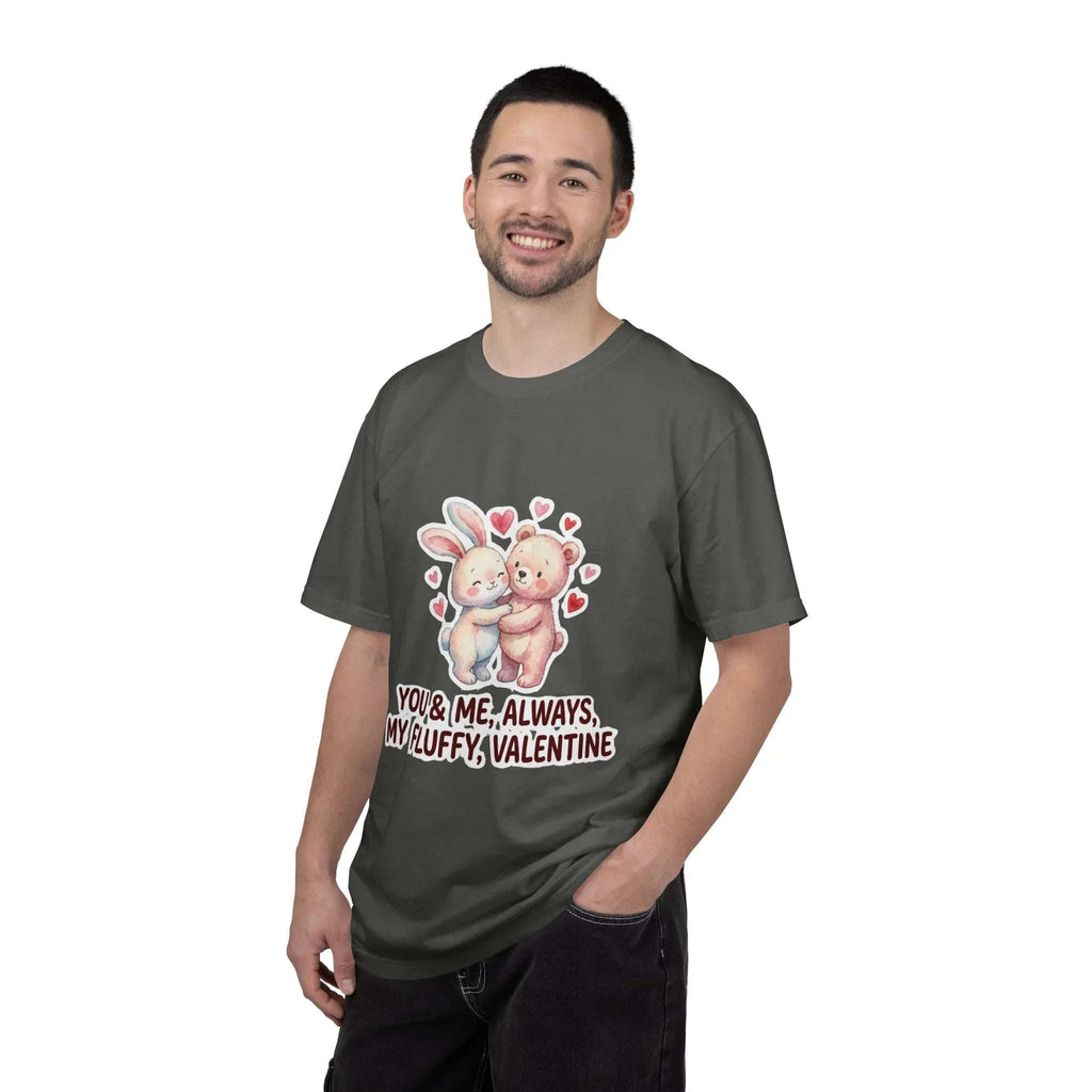 Fluffy Valentine Bunny and Bear T Shirt Cute Retro Valentine Gift Cozy Soft Cotton Vintage Aesthetic Top Romantic Couple Gift Idea