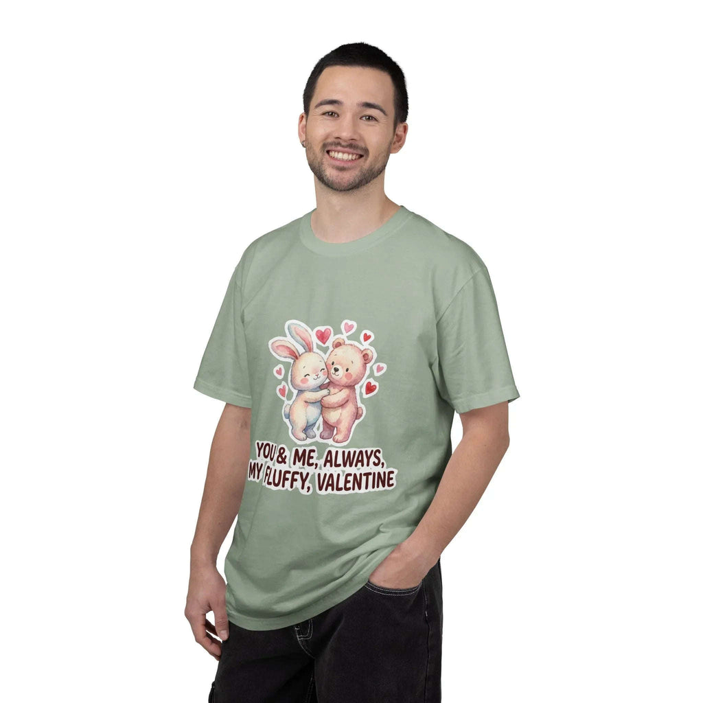 Fluffy Valentine Bunny and Bear T Shirt Cute Retro Valentine Gift Cozy Soft Cotton Vintage Aesthetic Top Romantic Couple Gift Idea