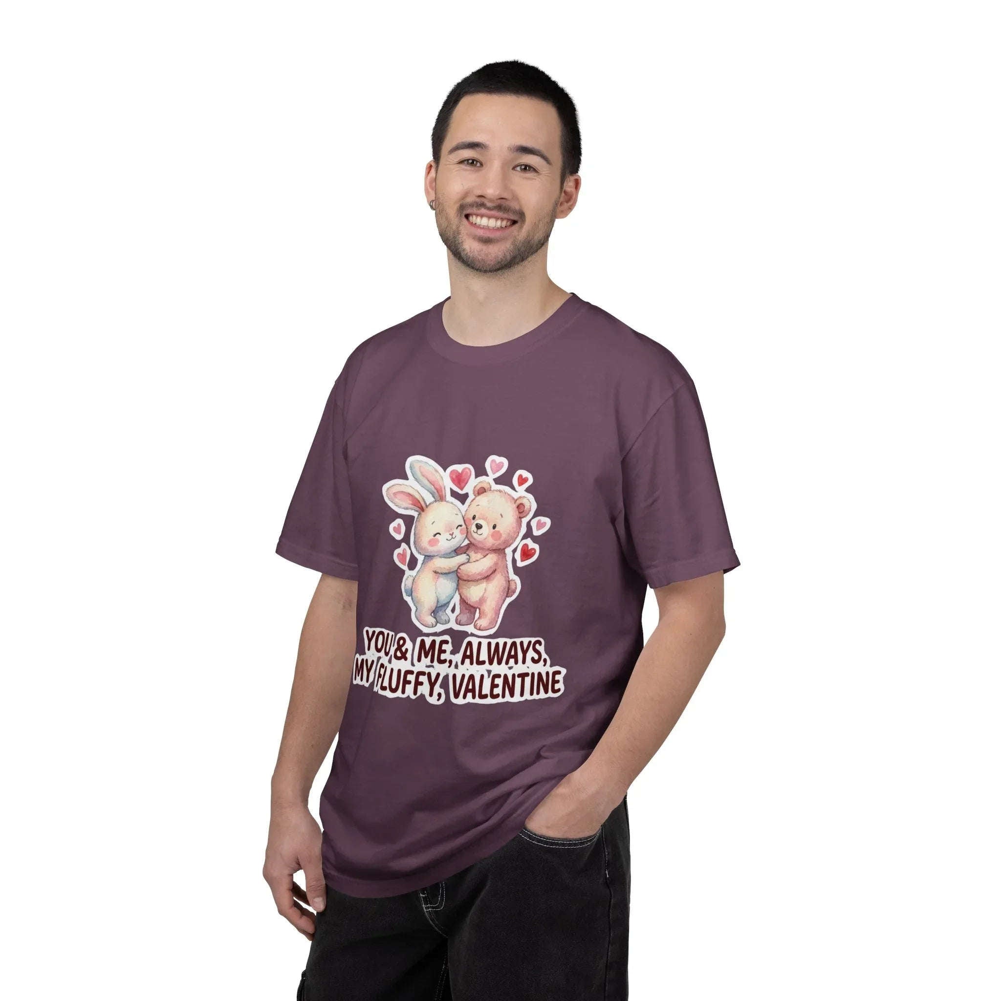 Fluffy Valentine Bunny and Bear T Shirt Cute Retro Valentine Gift Cozy Soft Cotton Vintage Aesthetic Top Romantic Couple Gift Idea