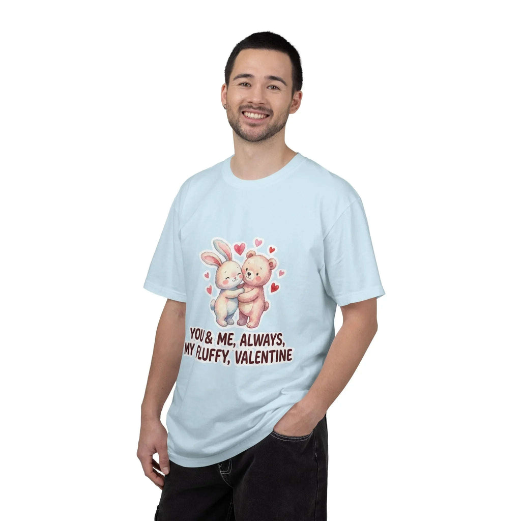 Fluffy Valentine Bunny and Bear T Shirt Cute Retro Valentine Gift Cozy Soft Cotton Vintage Aesthetic Top Romantic Couple Gift Idea