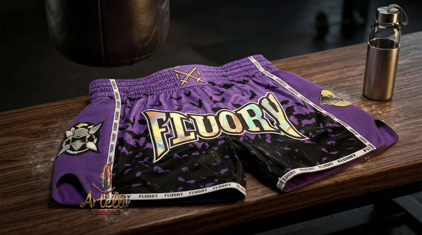 🥊 FLUORY Professional Muay Thai Shorts - High-Performance Polyester Training Trunks for Men, Women & Kids - Quick-Dry Breathable Kickboxing Gear - Advanced Combat Sports Apparel for MMA & Boxing Excellence