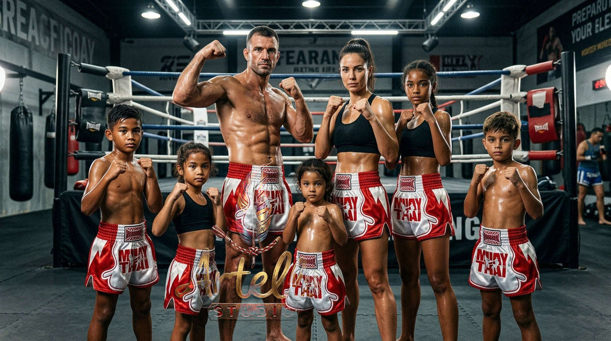 🥊 FLUORY Professional Muay Thai Shorts - High-Performance Polyester Training Trunks for Men, Women & Kids - Quick-Dry Breathable Kickboxing Gear - Advanced Combat Sports Apparel for MMA & Boxing Excellence
