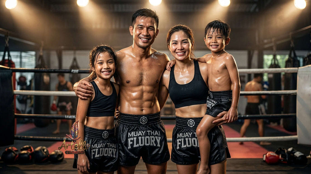 🥊 FLUORY Professional Muay Thai Shorts - High-Performance Polyester Training Trunks for Men, Women & Kids - Quick-Dry Breathable Kickboxing Gear - Advanced Combat Sports Apparel for MMA & Boxing Excellence