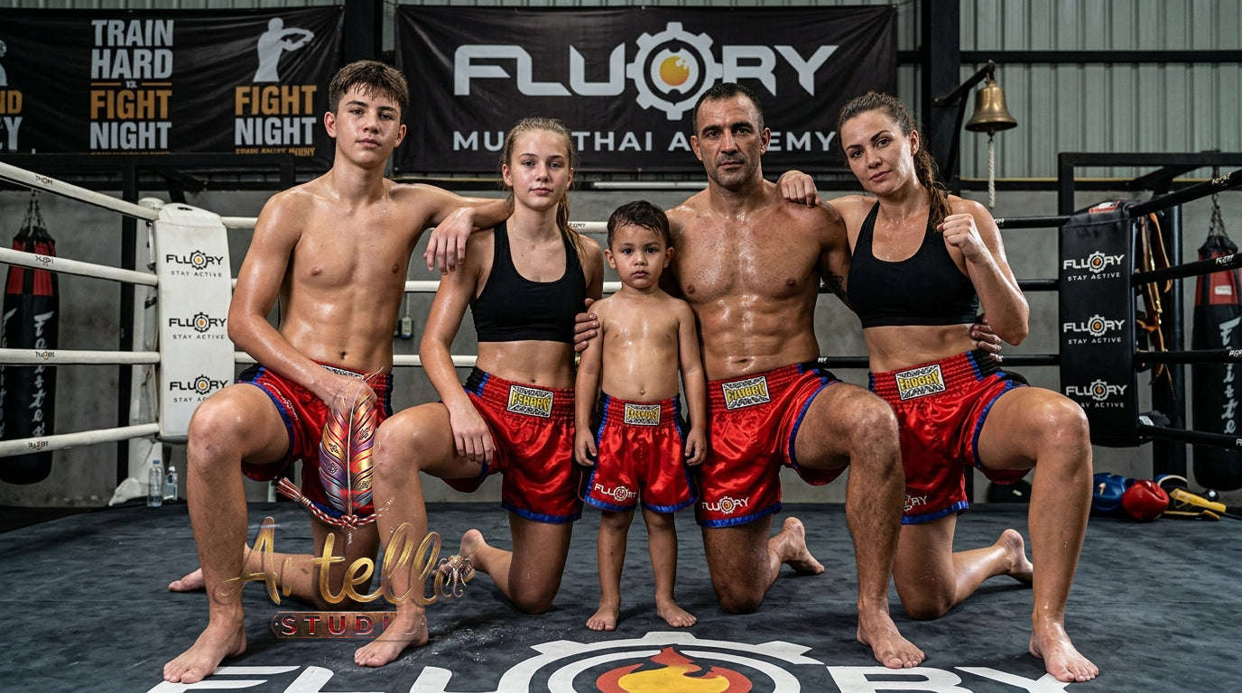 🥊 FLUORY Professional Muay Thai Shorts - High-Performance Polyester Training Trunks for Men, Women & Kids - Quick-Dry Breathable Kickboxing Gear - Advanced Combat Sports Apparel for MMA & Boxing Excellence