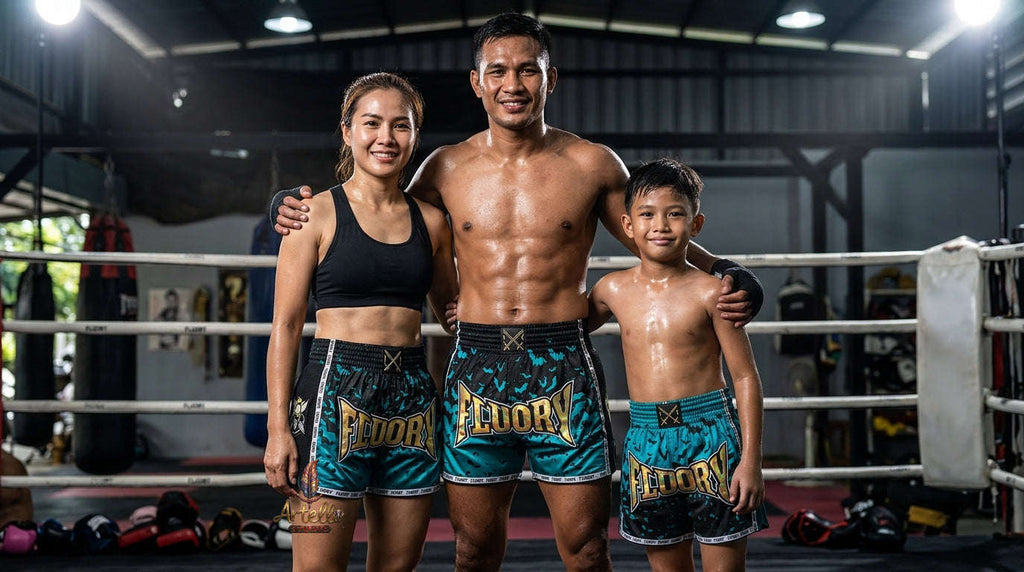 🥊 FLUORY Professional Muay Thai Shorts - High-Performance Polyester Training Trunks for Men, Women & Kids - Quick-Dry Breathable Kickboxing Gear - Advanced Combat Sports Apparel for MMA & Boxing Excellence