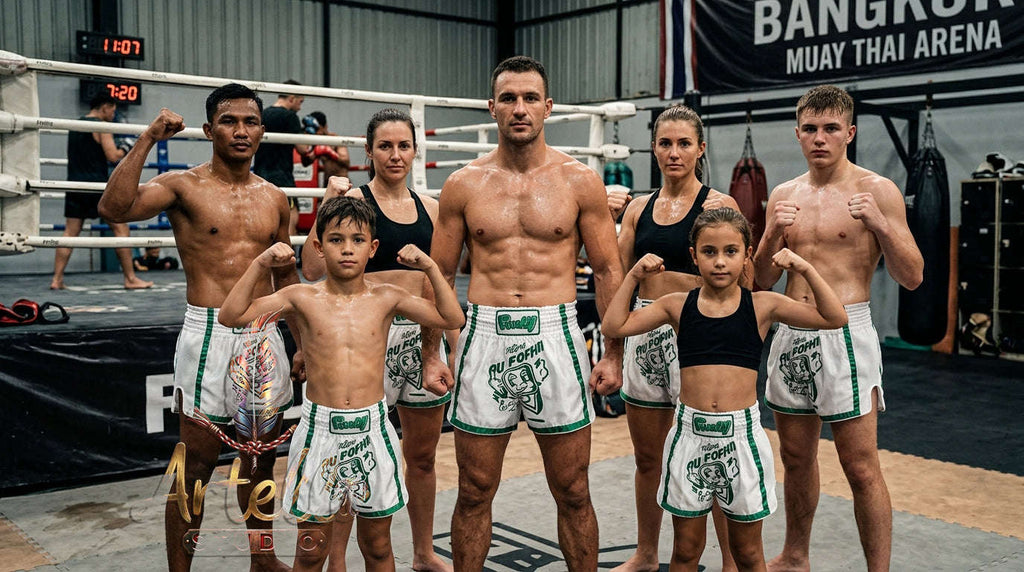🥊 FLUORY Professional Muay Thai Shorts - High-Performance Polyester Training Trunks for Men, Women & Kids - Quick-Dry Breathable Kickboxing Gear - Advanced Combat Sports Apparel for MMA & Boxing Excellence
