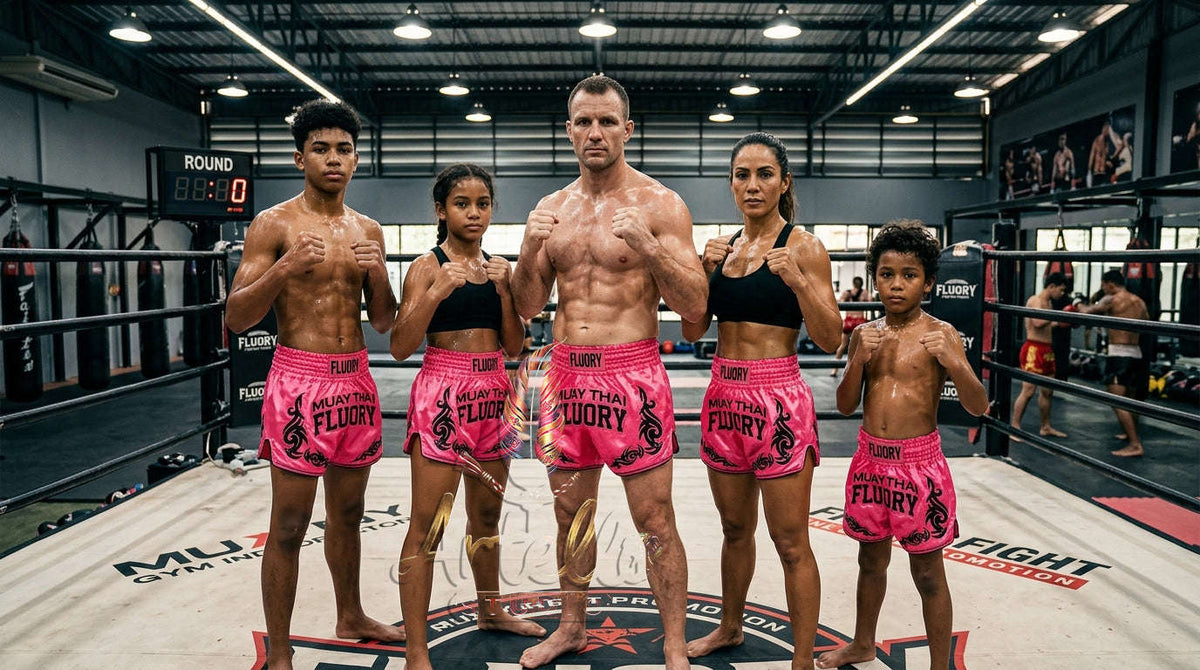 🥊 FLUORY Professional Muay Thai Shorts - High-Performance Polyester Training Trunks for Men, Women & Kids - Quick-Dry Breathable Kickboxing Gear - Advanced Combat Sports Apparel for MMA & Boxing Excellence