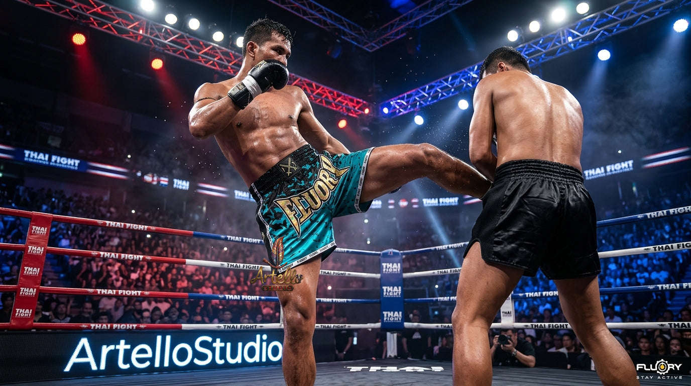 🥊 FLUORY Professional Muay Thai Shorts - High-Performance Polyester Training Trunks for Men, Women & Kids - Quick-Dry Breathable Kickboxing Gear - Advanced Combat Sports Apparel for MMA & Boxing Excellence