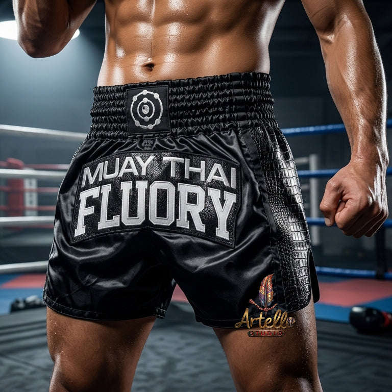 🥊 FLUORY Professional Muay Thai Shorts - High-Performance Polyester Training Trunks for Men, Women & Kids - Quick-Dry Breathable Kickboxing Gear - Advanced Combat Sports Apparel for MMA & Boxing Excellence