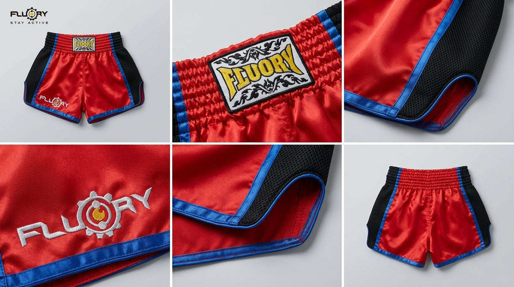 🥊 FLUORY Professional Muay Thai Shorts - High-Performance Polyester Training Trunks for Men, Women & Kids - Quick-Dry Breathable Kickboxing Gear - Advanced Combat Sports Apparel for MMA & Boxing Excellence