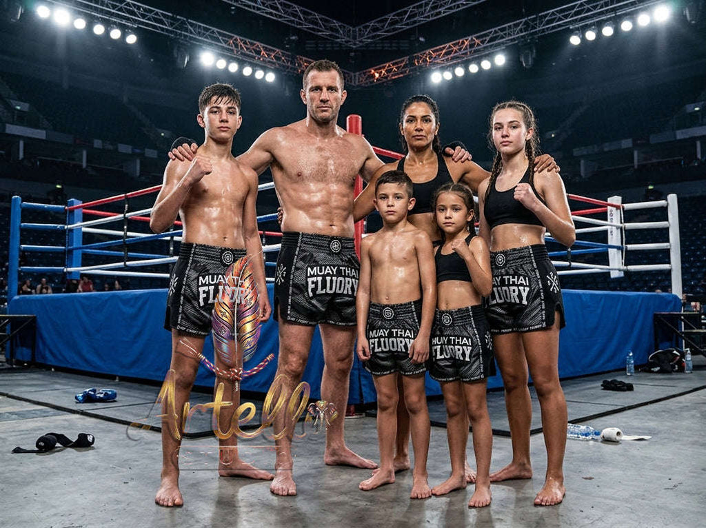 🥊 FLUORY Professional Muay Thai Shorts - High-Performance Polyester Training Trunks for Men, Women & Kids - Quick-Dry Breathable Kickboxing Gear - Advanced Combat Sports Apparel for MMA & Boxing Excellence