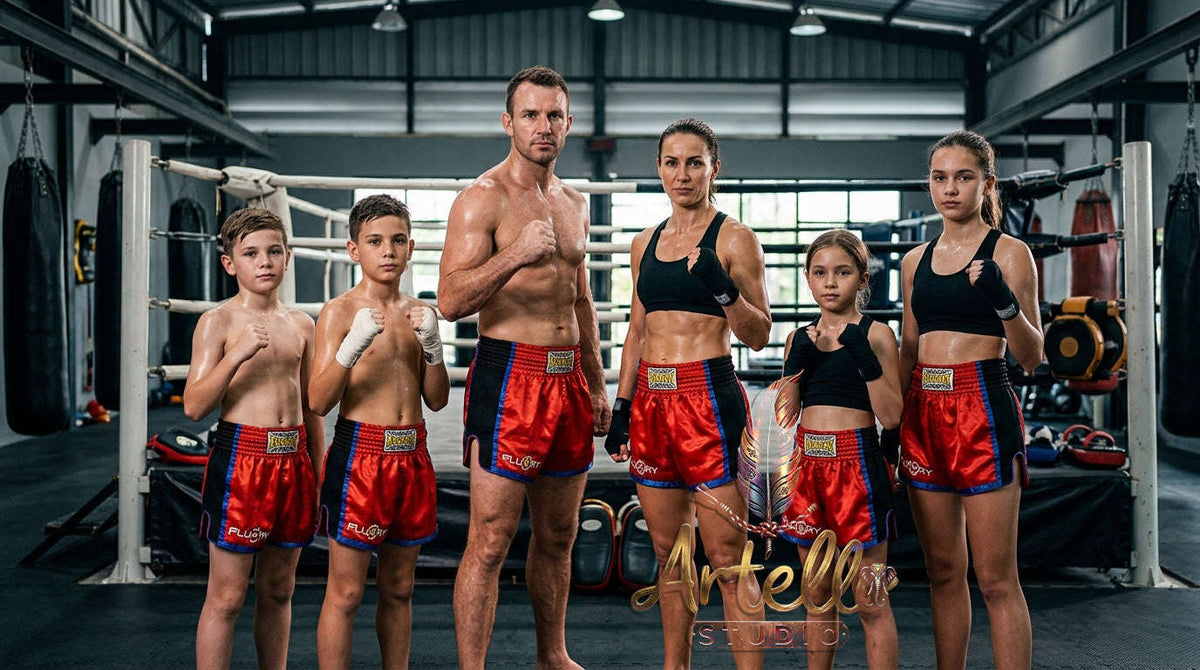 🥊 FLUORY Professional Muay Thai Shorts - High-Performance Polyester Training Trunks for Men, Women & Kids - Quick-Dry Breathable Kickboxing Gear - Advanced Combat Sports Apparel for MMA & Boxing Excellence