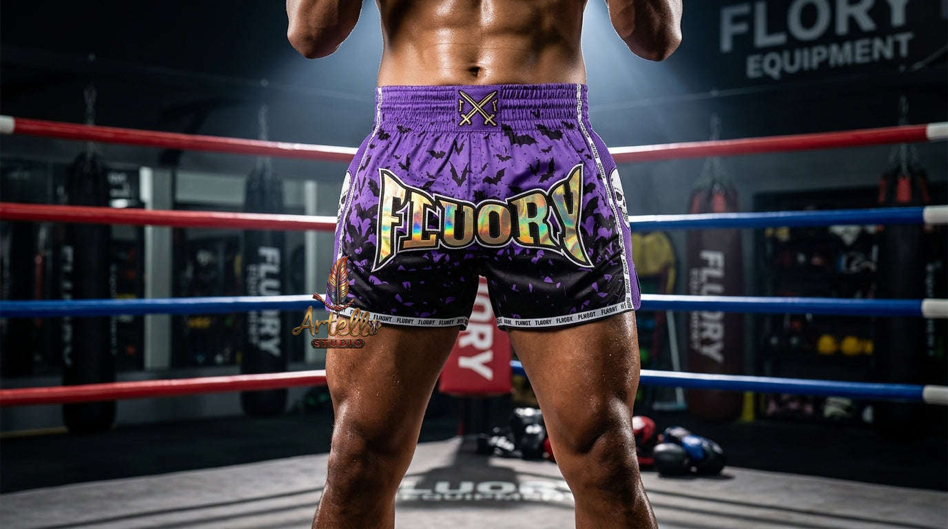 🥊 FLUORY Professional Muay Thai Shorts - High-Performance Polyester Training Trunks for Men, Women & Kids - Quick-Dry Breathable Kickboxing Gear - Advanced Combat Sports Apparel for MMA & Boxing Excellence