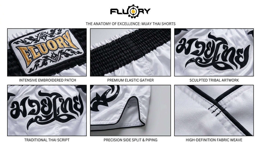 🥊 FLUORY Professional Muay Thai Shorts - High-Performance Polyester Training Trunks for Men, Women & Kids - Quick-Dry Breathable Kickboxing Gear - Advanced Combat Sports Apparel for MMA & Boxing Excellence