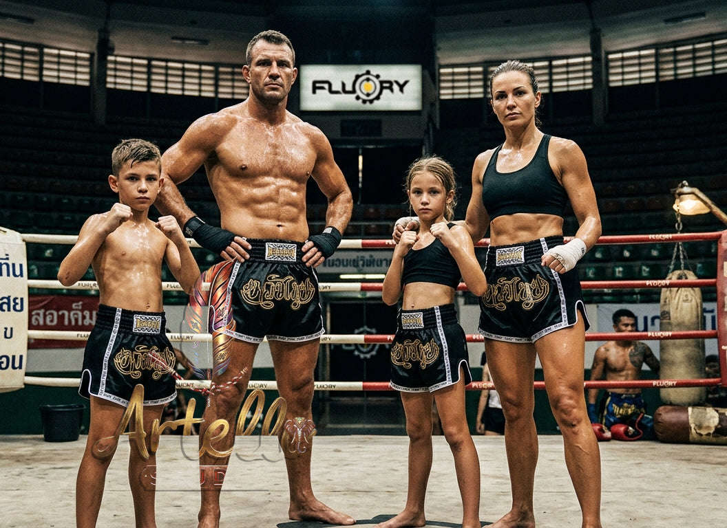 🥊 FLUORY Professional Muay Thai Shorts - High-Performance Polyester Training Trunks for Men, Women & Kids - Quick-Dry Breathable Kickboxing Gear - Advanced Combat Sports Apparel for MMA & Boxing Excellence