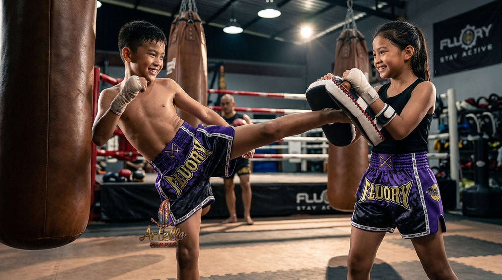 🥊 FLUORY Professional Muay Thai Shorts - High-Performance Polyester Training Trunks for Men, Women & Kids - Quick-Dry Breathable Kickboxing Gear - Advanced Combat Sports Apparel for MMA & Boxing Excellence