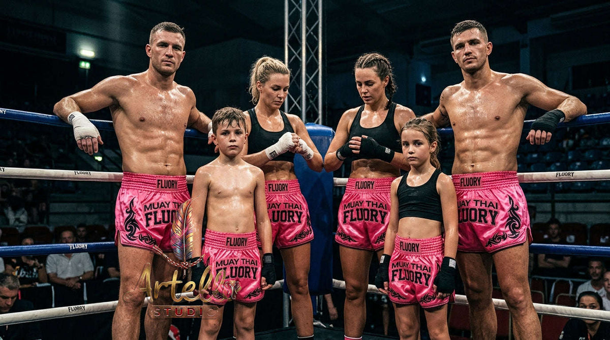 🥊 FLUORY Professional Muay Thai Shorts - High-Performance Polyester Training Trunks for Men, Women & Kids - Quick-Dry Breathable Kickboxing Gear - Advanced Combat Sports Apparel for MMA & Boxing Excellence