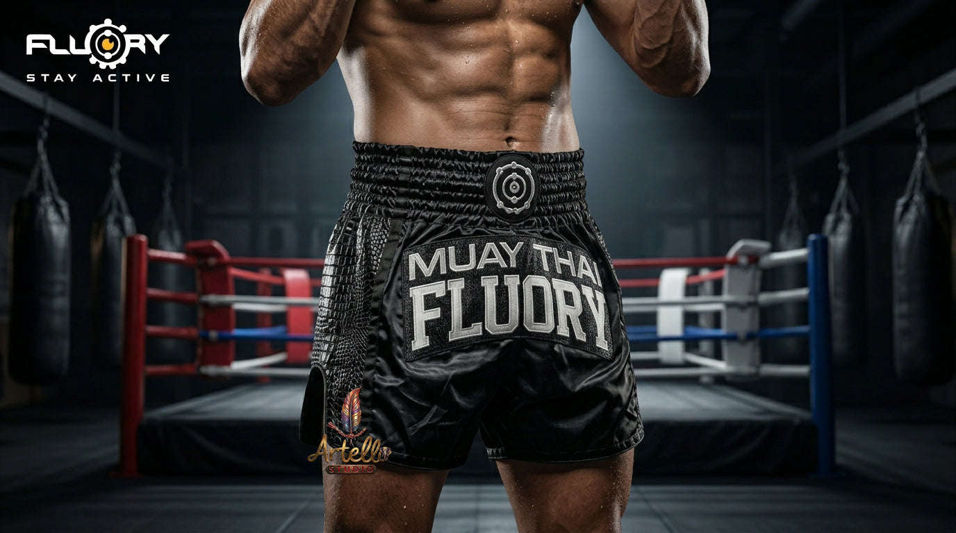 🥊 FLUORY Professional Muay Thai Shorts - High-Performance Polyester Training Trunks for Men, Women & Kids - Quick-Dry Breathable Kickboxing Gear - Advanced Combat Sports Apparel for MMA & Boxing Excellence