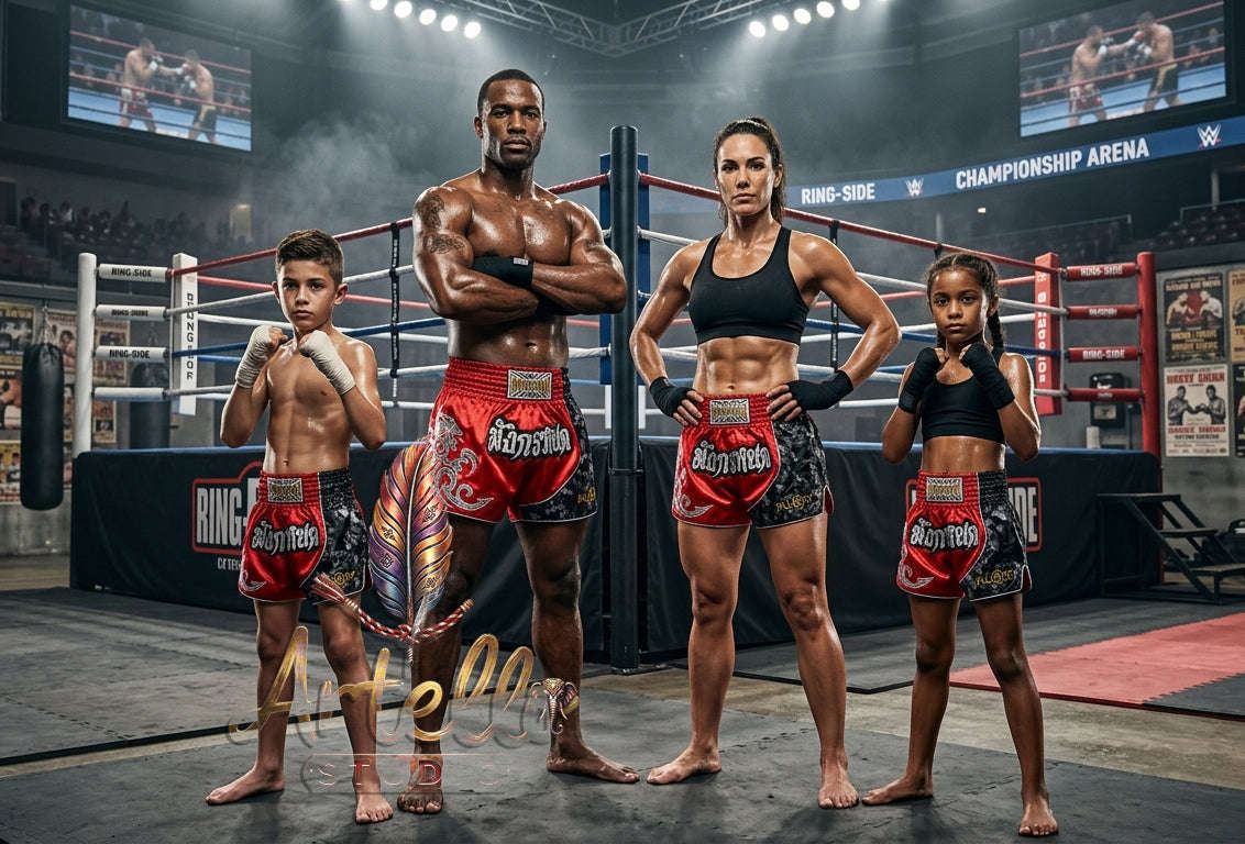 🥊 FLUORY Professional Muay Thai Shorts - High-Performance Polyester Training Trunks for Men, Women & Kids - Quick-Dry Breathable Kickboxing Gear - Advanced Combat Sports Apparel for MMA & Boxing Excellence