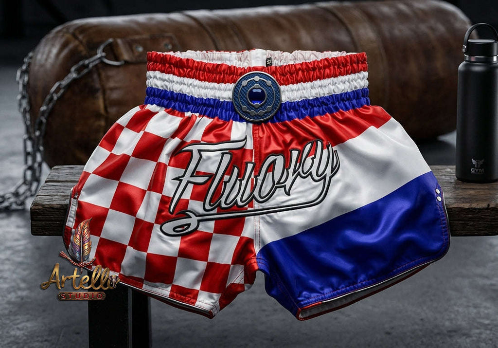 🥊 FLUORY Professional Muay Thai Shorts - High-Performance Polyester Training Trunks for Men, Women & Kids - Quick-Dry Breathable Kickboxing Gear - Advanced Combat Sports Apparel for MMA & Boxing Excellence