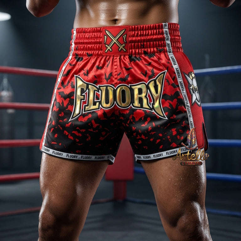 🥊 FLUORY Professional Muay Thai Shorts - High-Performance Polyester Training Trunks for Men, Women & Kids - Quick-Dry Breathable Kickboxing Gear - Advanced Combat Sports Apparel for MMA & Boxing Excellence